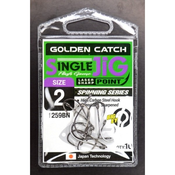Гачки для лову риби, GC Single Jig 1259, 10шт/уп, колір BN, №2